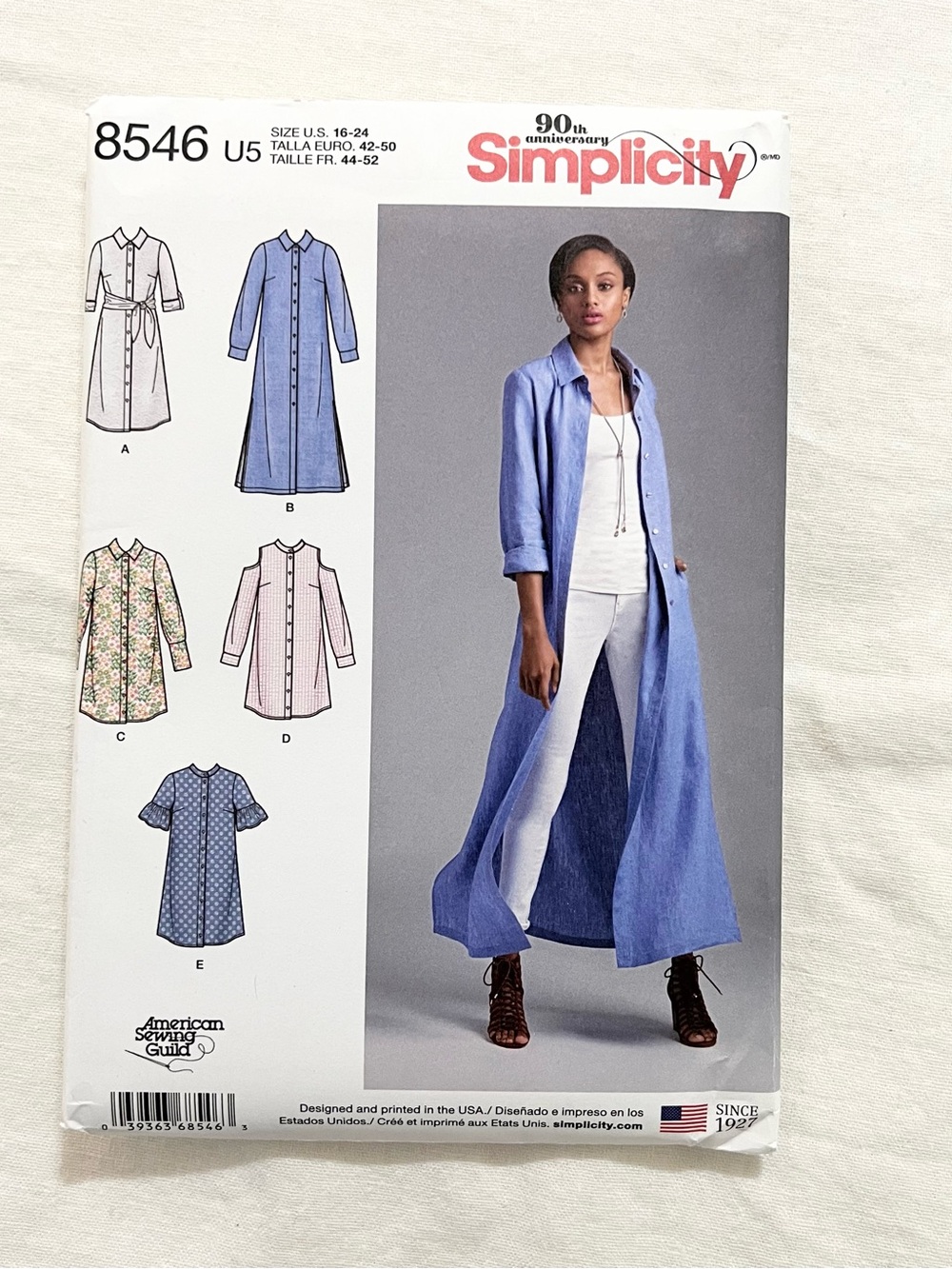 Simplicity 8546 Misses Shirt Dress Sewing Pattern Size 16-24
